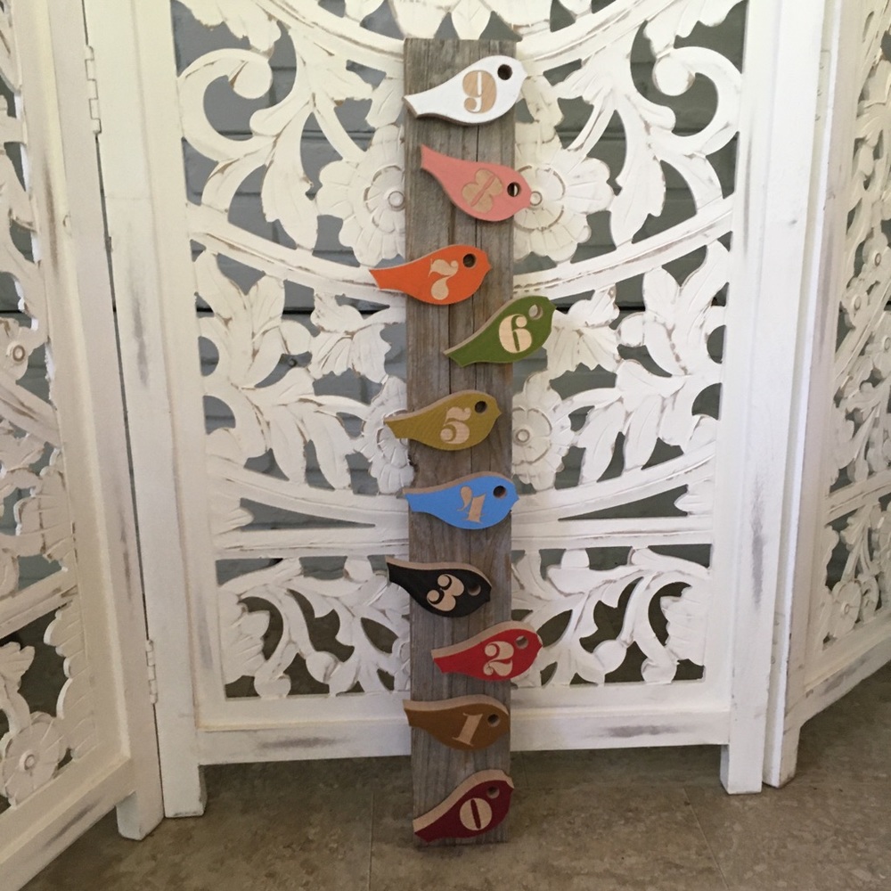 Rustic Wood Bird Nursery Number Wall Hanging